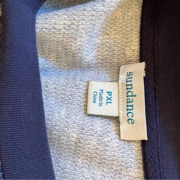 Sundance Women’s Blue Floral Waffle Knit Thermal Shirt Velvet Cuff Sz PXL - Picture 5 of 7